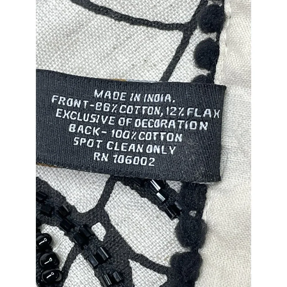 Black Spider Web Black Beaded Halloween Table Runner Hallow Home 71” x‎ 17”  EL1